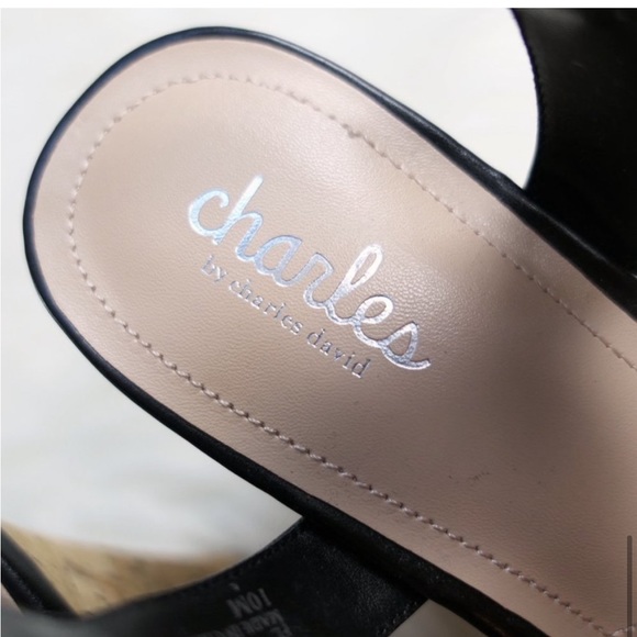 Charles David Lolly Bow Cork Wedge Heel Vegan Leather - Picture 5 of 5